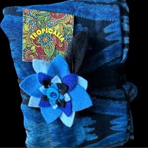 Indigo Ikat infinity scarf/ sarong